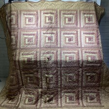 Full Quilt Red Tan Log Cabin