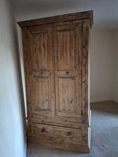 Stripped Pine Wardrobe Hanging Space And Drawer