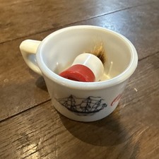 Vintage Classic Old Spice Shulton Glass Shaving Mug - Blue Ship Red Old Spice 