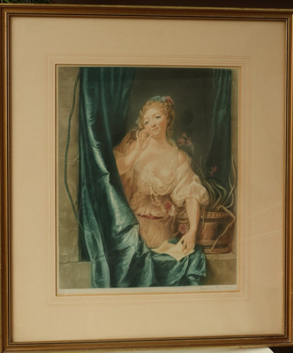 Large coloured mezzotint - coloured,