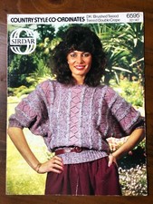 Sirdar 6595 knitting pattern ladies side-to-side batwing sleeve striped sweater