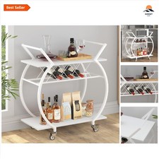 White Drinks Trolley 2-Tier
