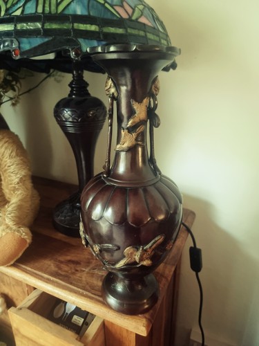 Solid bronze oriental vase c - solid,