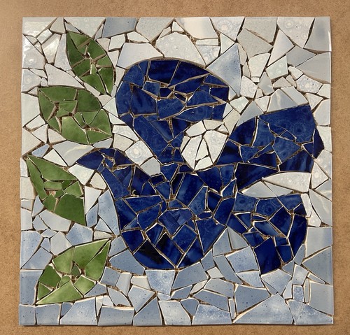 Ceramic bird mosaic - bird, panel