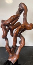 Biomorphic Wooden Sculpture - Abstract Hand Carved  - Metamorphosis 1970’s- 48cm
