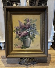 20th Century Oil Painting ‘Still Life of Flowers in Vase’ Signed L. Tisserand