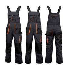  New Bib and Brace Overalls Men Work Trousers Dungarees Multi Knee Pad Pocket.