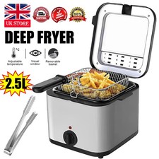 2.5Ltr Compact 900W Electric Stainless Steel Deep Fat Fryer Non-stick Chip Pan