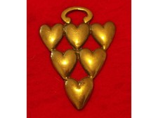 Large Antique Cast Horse Brass of 6 x Hearts Shapes joined together #OB07
