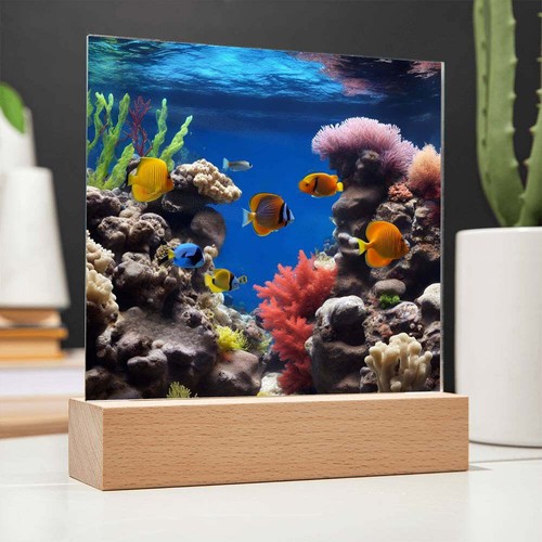 Virtual aquarium desk - desk, decor