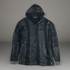 Vintage Y2K Ed Hardy Hoodie Men’s XL Black Snakeskin Print Goth Emo Audigier 00s