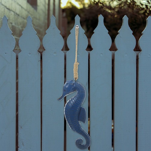 Dark blue wooden seahorse - wooden,