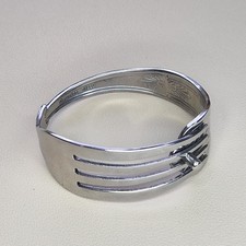 Vintage Recycled Fork Bangle Bracelet Hinged Reworked Stainless Steel Unusual 