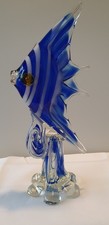 Lovely Vintage Murano Blue Angel Fish. 10.25ins Tall.