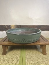 Aiba Koyo Bonsai Pot Green Glaze Round Drum Rivets Tokoname Japanese Koyou 39cm
