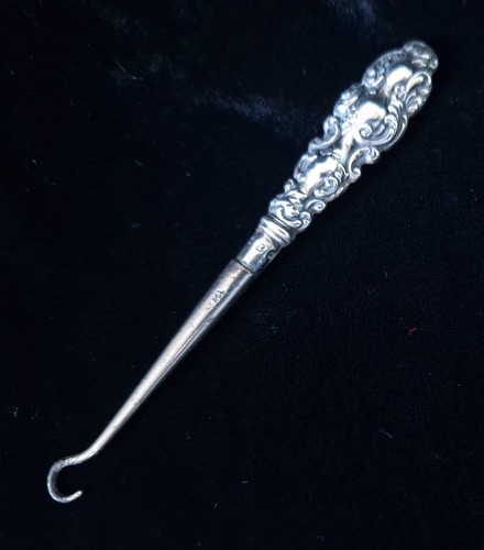 Antique sterling silver button - silver,