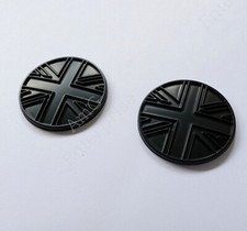 Set of Union Jack Badges Matte Black For Car Side Wing Fenders / Rear Tailgate