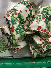 Luxury Wired-Edged RIBBON Holly Christmas Plant  Extra wide 6.3cm/2.5in
