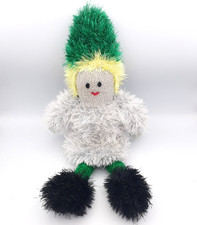 Hand Knitted Vintage Retro Soft Toy Plush Christmas Tree Rag Doll Glittery