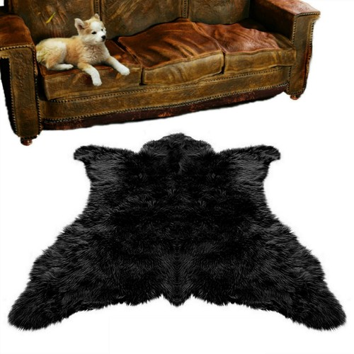 Plush black bear skin area - area, rug