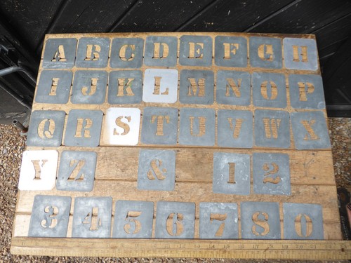 Vintage metal letter stencil - metal,