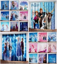 3D Kids Frozen Elsa Drapes Thick Blackout Curtains Thermal Ring Top Eyelet Gifts