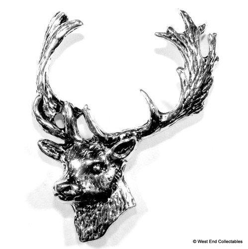 Fallow deer pewter pin - pewter, brooch