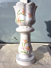 VINTAGE TIGER LILY FLORAL DESIGN CERAMIC FLOWER POT PLANTER JARDINIERE & STAND