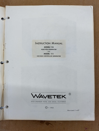 Wavetek 110 111 function - wavetek,