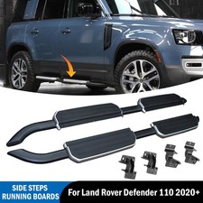 Running Board Side Steps Black & Silver For Land Rover Defender 110 L663 2020 UP
