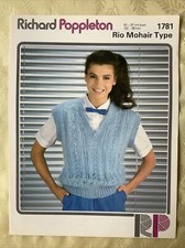 Richard Poppleton knitting pattern 1781 Mohair waistcoat 32-38" New, old stock. 