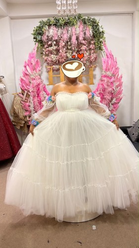 White off shoulder tulle ball - tulle,