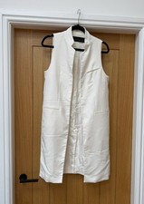 BN Zara Ladies Long Line White/Cream Sleeveless Blazer Style Waistcoat – Small