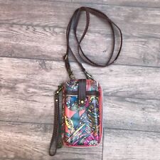 SAKROOTS MINI CROSSBODY BAG WRISTLET PEACE OWL PRINT PURSE