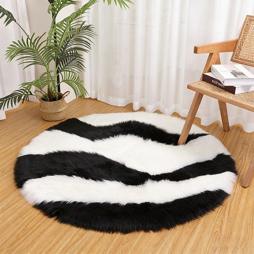 Modern round faux fur zebra - fur,