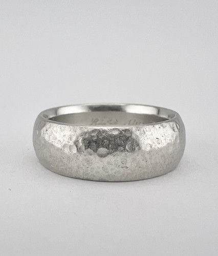 Fine platinum 5mm hammered - platinum,