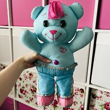 Vintage 2005 Doodle Bear Plush Soft Toy Blue & Pink Flowers Original JAKKS 90’s