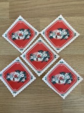 Vintage Paper Christmas Drink Coasters x 5 Tableware Crafts Unused
