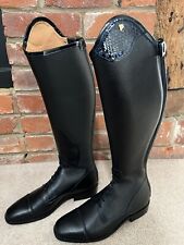 New Petrie Luca Black With Blue Top Cuff Long Riding Boots 38