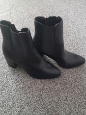 RIVER ISLAND BLACK PULL ON ANKLE BOOTS SIZE 5 CUBAN BLOCK HEEL Rrp £39.99