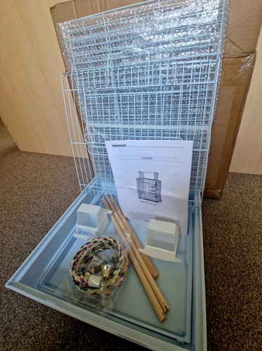 Bird cage with feeding bowls - bird,