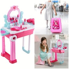 Kids Realistic Princess Dressing Table Toy Cosmetic Trolley Cart Box Girls Gift