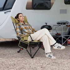 Reclining Camping Chair with Removable Footrest for Hiking Fishing