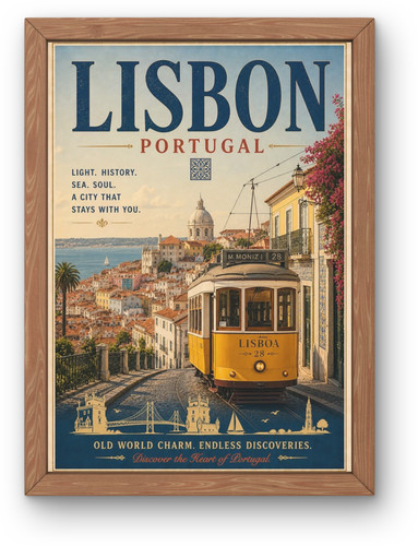 Lisbon portugal travel poster - lisbon,