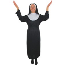 LADIES WOMENS HALLOWEEN COSTUME NUN CHURCH SERVANT ADULT FANCY DRESS OUTFIT