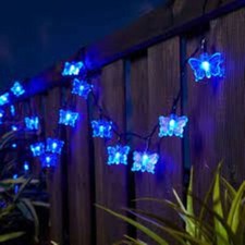Battery Operated Christmas Lights 10 Blue LED Butterfly String Indoor Only