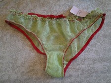 AGENT PROVOCATEUR  RARE LOVE LIME GREEN/RED BRIEF SIZE LARGE UK 12 BNWT