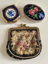 Vintage 1960s Stratton Enamel Pill Box & Tapestry Coin Purse - Job Lot 