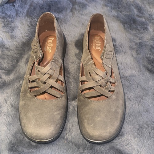 Hotter sharon flat shoes khaki - sharon,
