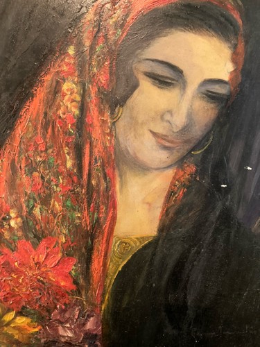 Oil painting panel woman - oil,